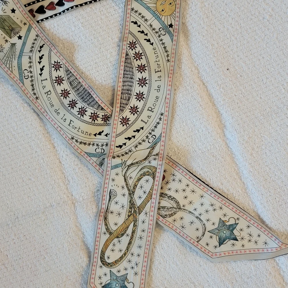 Auth💞Christian Dior Silk La Roue De La Fortune Mitzah Scarf